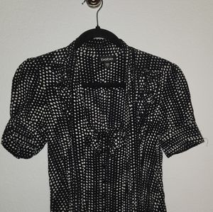 Bebe Black/white polka dot blouse